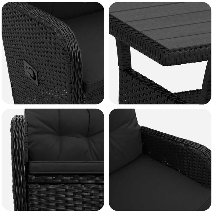 Set dining pentru exterior 5 pcs Negru poliratan WALTI