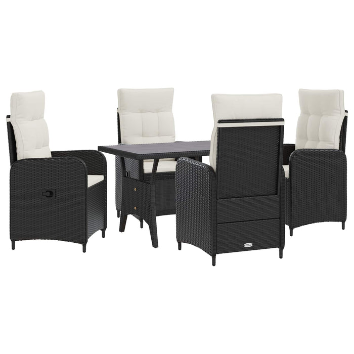 Set dining pentru exterior 5 pcs Negru și Alb crem poliratan WALTI