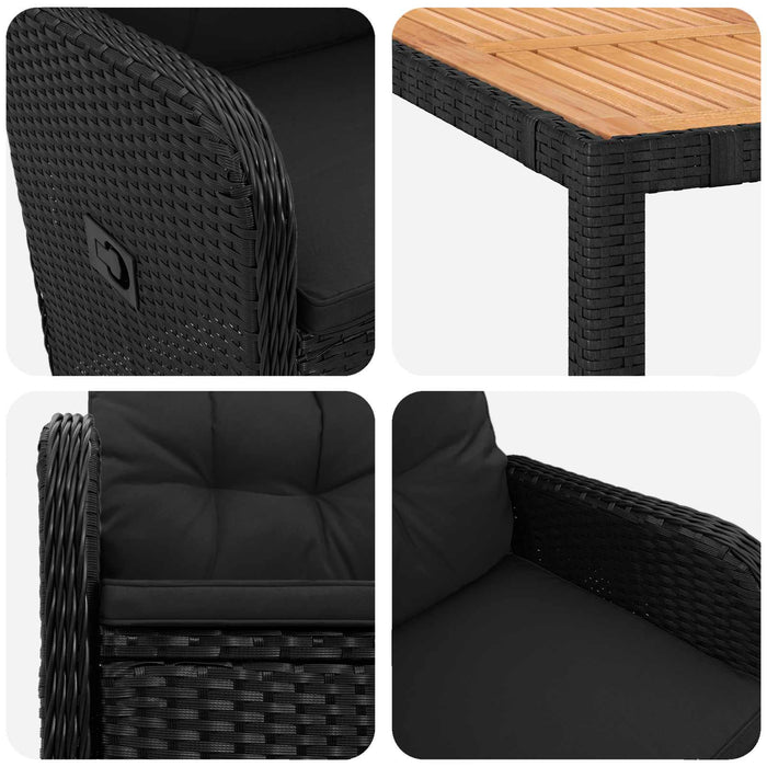 Set dining pentru exterior 3 buc. Negru WALTI