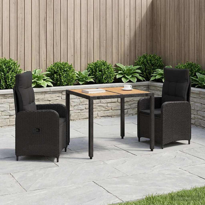 Set dining pentru exterior 3 buc. Negru WALTI