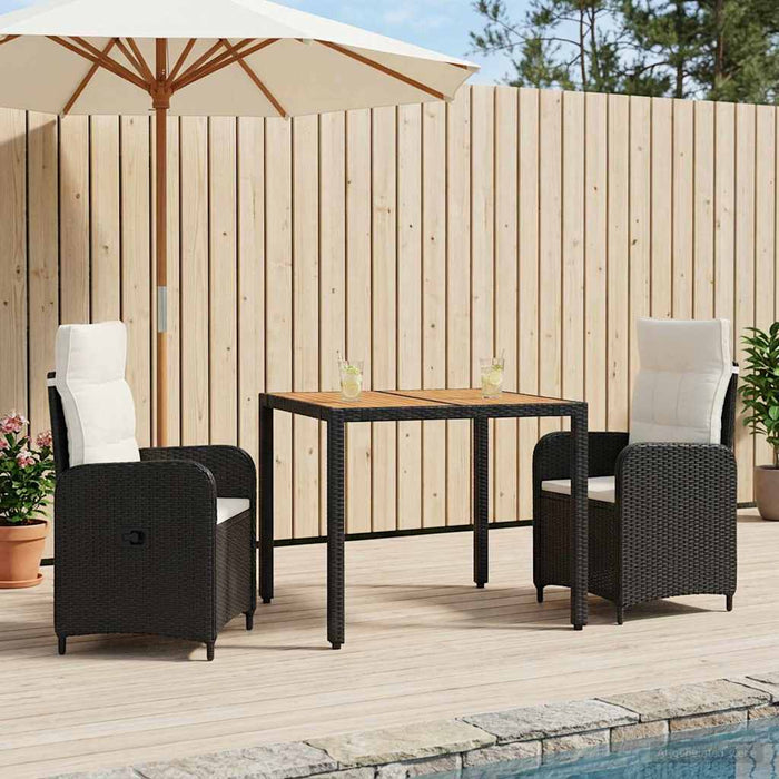 Set dining pentru exterior 3 buc. Negru și Alb crem WALTI