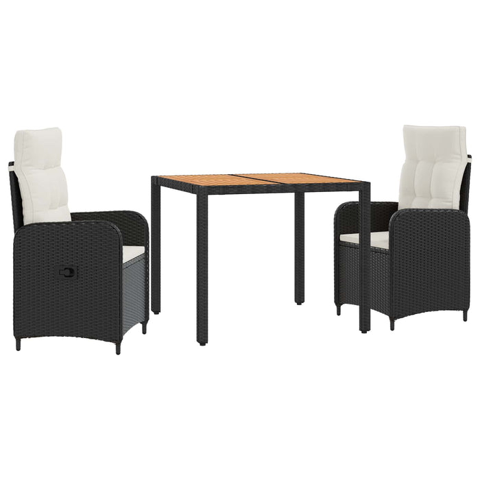 Set dining pentru exterior 3 buc. Negru și Alb crem WALTI