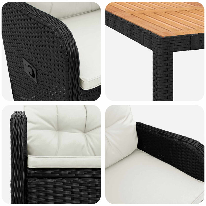 Set dining pentru exterior 5 buc. Negru și Alb crem WALTI