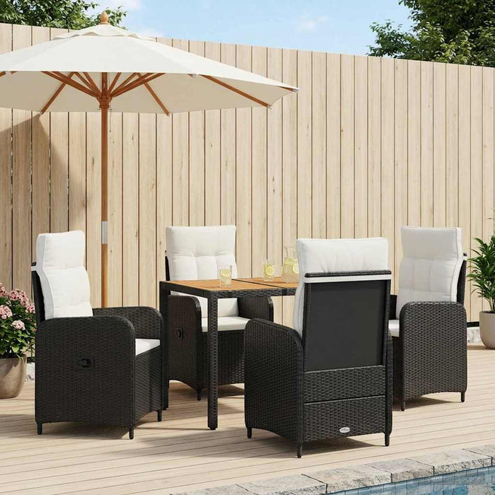 Set dining pentru exterior 5 buc. Negru și Alb crem WALTI