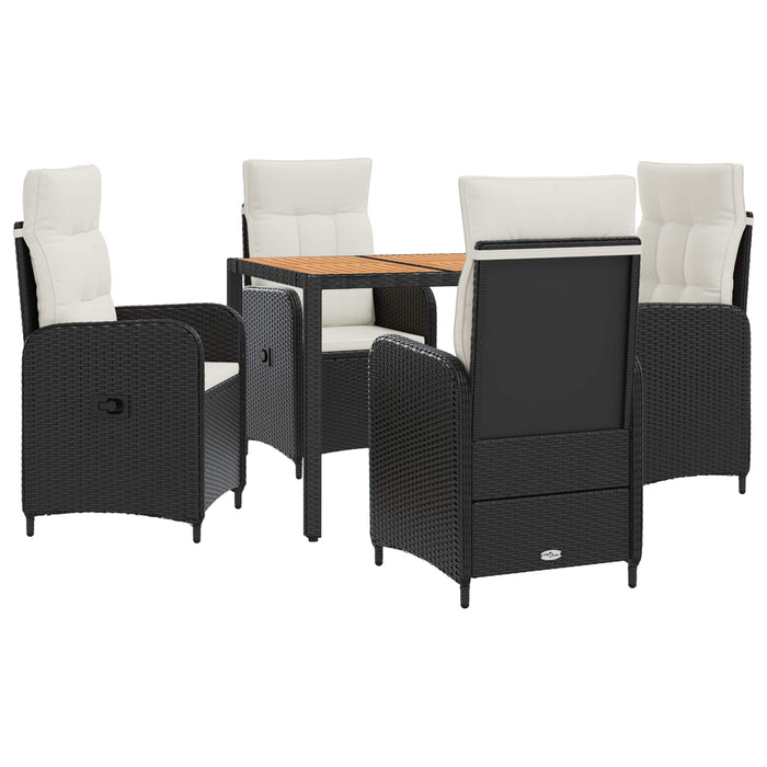 Set dining pentru exterior 5 buc. Negru și Alb crem WALTI