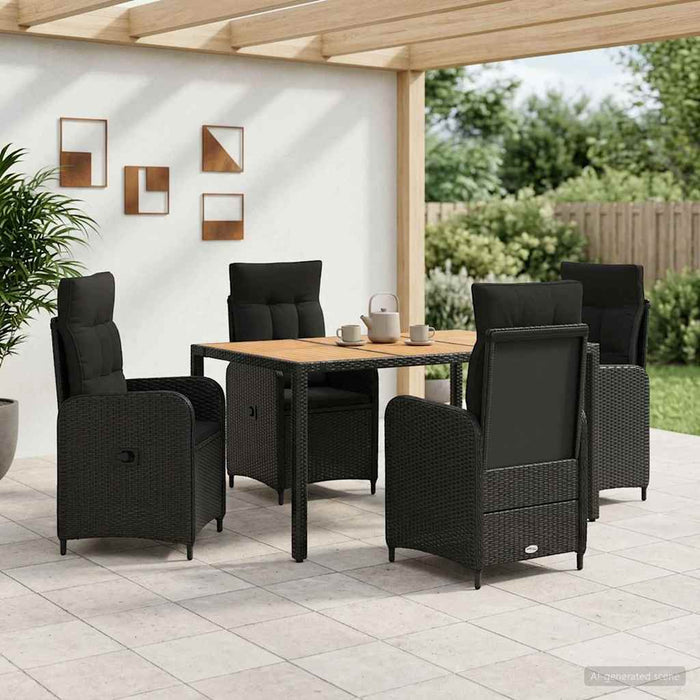 Set dining pentru exterior 5 buc. Negru WALTI