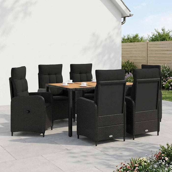 Set dining pentru exterior 7 buc. Negru WALTI