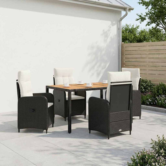 Set dining pentru exterior 5 buc. Negru și Alb crem WALTI