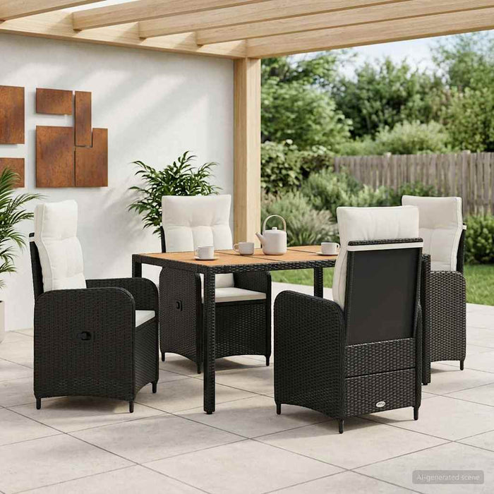 Set dining pentru exterior 5 buc. Negru și Alb crem WALTI