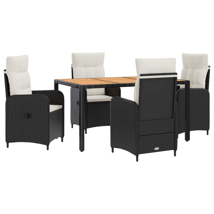 Set dining pentru exterior 5 buc. Negru și Alb crem WALTI