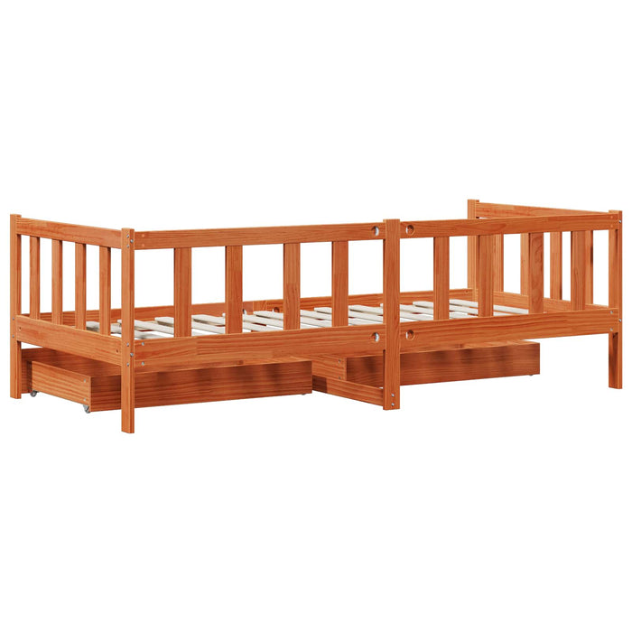Daybed cu headboard 3 pcs Maroniu cerat Lemn de pin masiv - WALTI WALTI
