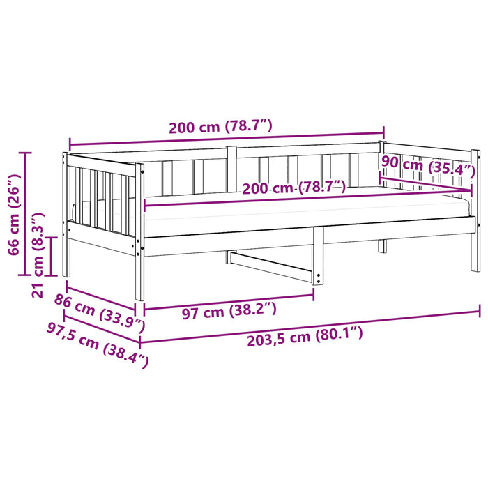 Pat de zi cu saltea Culoare ceară maro și alb 90 x 200 cm WALTI