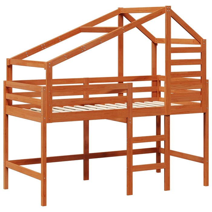 Cadru de pat tip loft Maro Ceară 90 x 190 cm Lemn masiv de pin WALTI