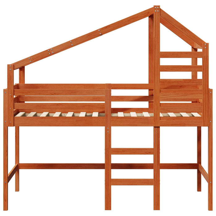 Cadru de pat tip loft Maro Ceară 90 x 190 cm Lemn masiv de pin WALTI