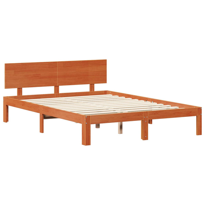 Cadru de pat cu headboard 2 pcs Maroniu cerat Lemn de pin masiv WALTI
