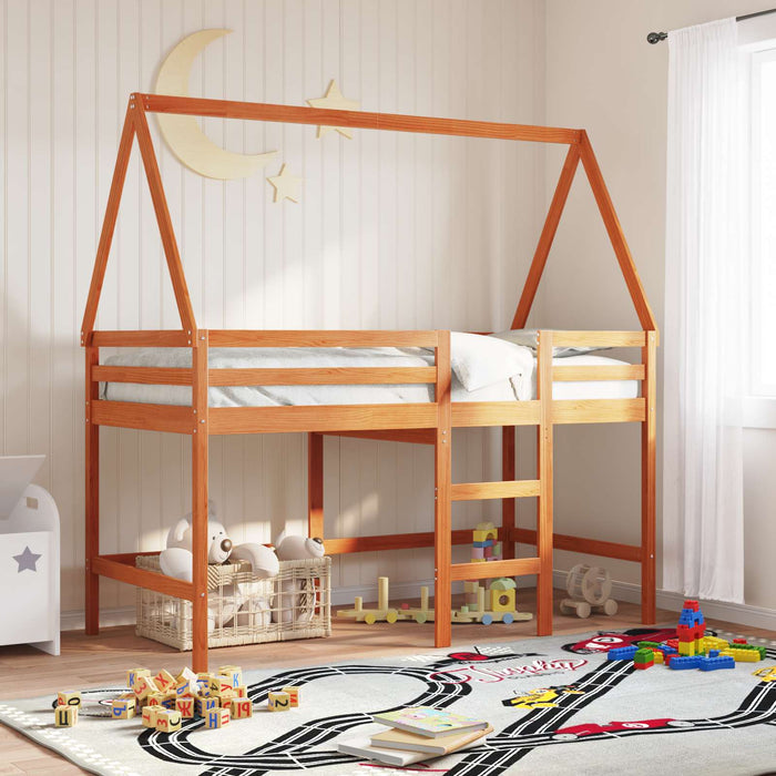 Cadru de pat tip loft Maro Ceară 90 x 190 cm Lemn masiv de pin WALTI