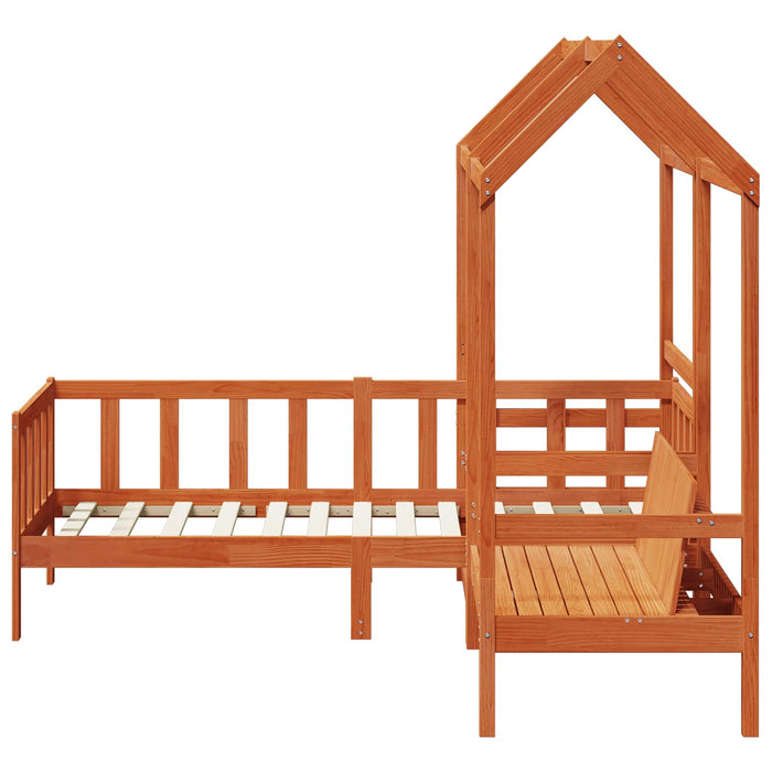 Set de Pat pentru Zi 3 pcs Maro Ceară Lemn masiv de pin - WALTI WALTI