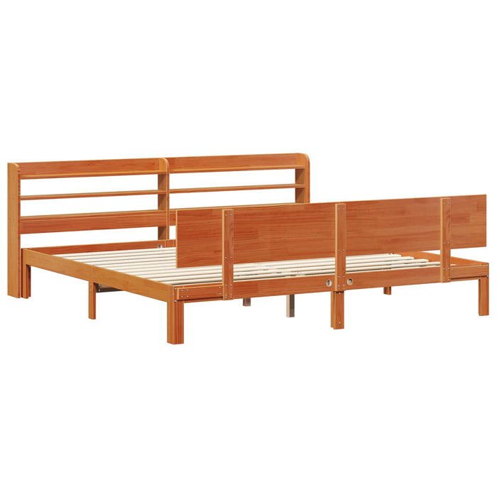 Cadru de pat cu headboard 2 pcs Maroniu cerat Lemn de pin masiv WALTI