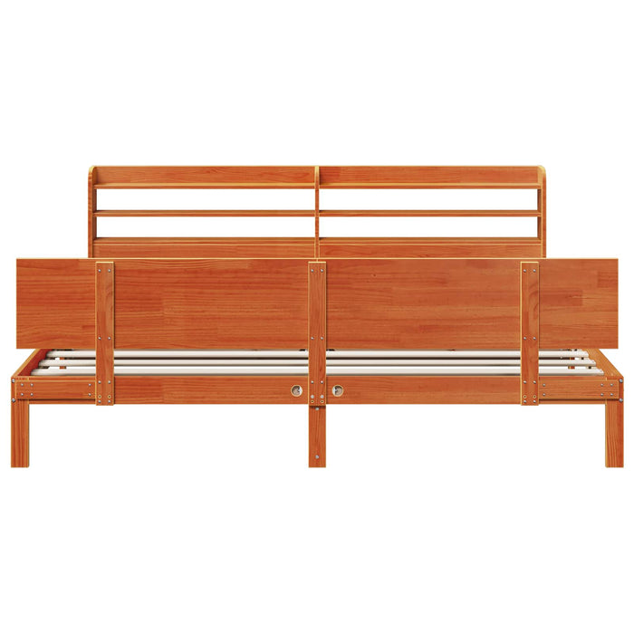 Cadru de pat cu headboard 2 pcs Maroniu cerat Lemn de pin masiv WALTI