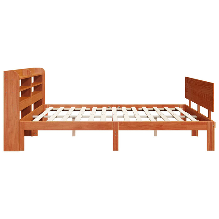 Cadru de pat cu headboard 2 pcs Maroniu cerat Lemn de pin masiv WALTI