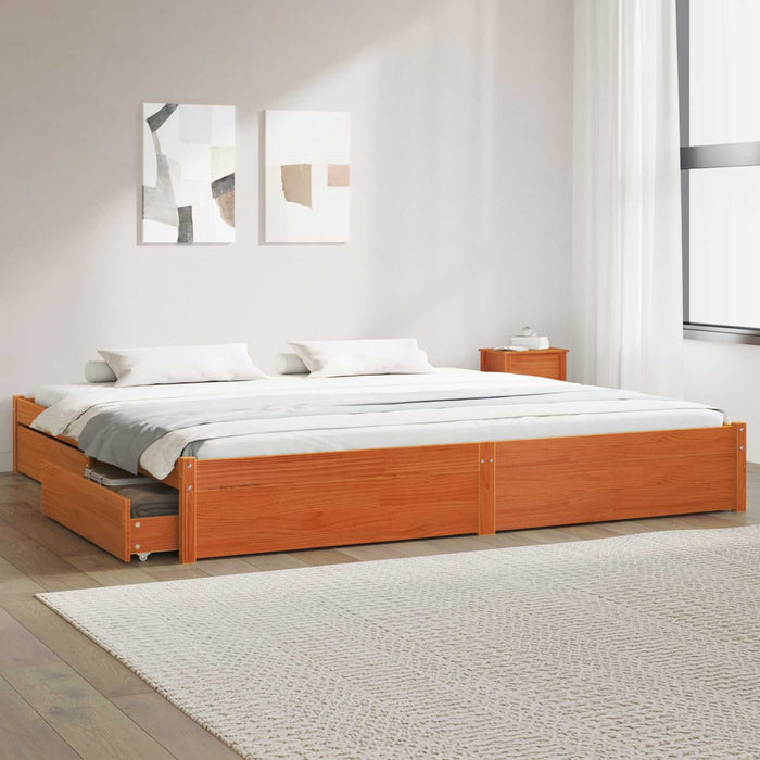 Cadru de pat Maroniu cerat 180 x 200 cm Lemn de pin masiv - WALTI WALTI