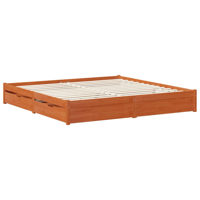 Cadru de pat Maroniu cerat 200 x 200 cm Lemn de pin masiv - WALTI WALTI
