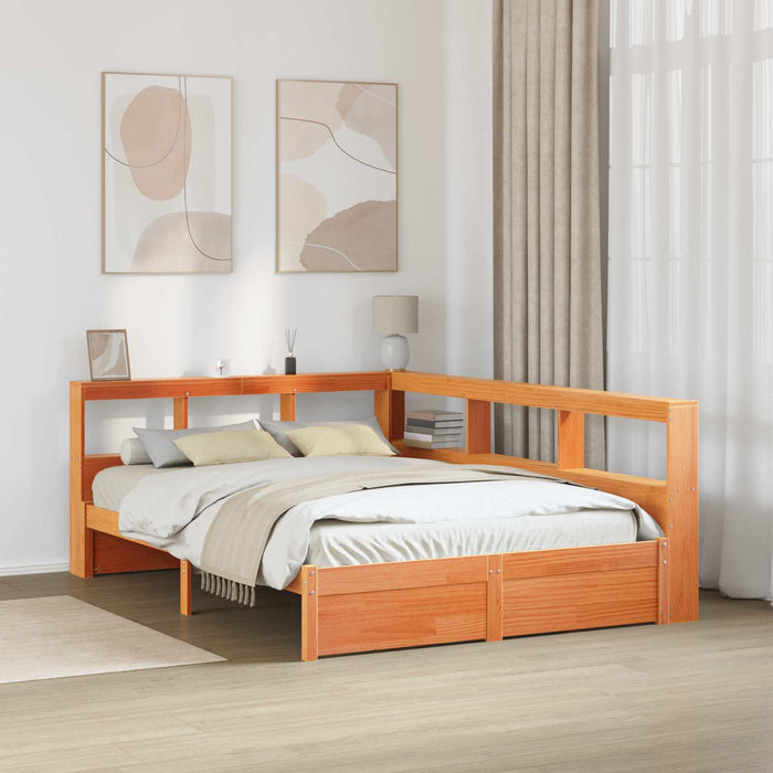 Pat bibliotecă cu headboard 2 pcs Maroniu cerat 200 x 150 cm - WALTI WALTI