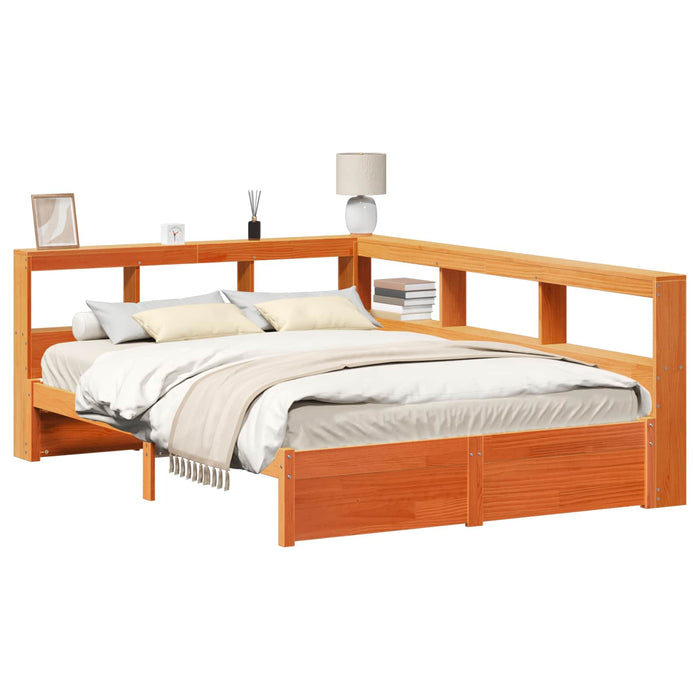 Pat bibliotecă cu headboard 2 pcs Maroniu cerat 200 x 150 cm - WALTI WALTI