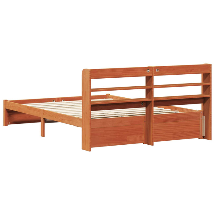 Cadru de pat cu headboard 2 pcs Maroniu cerat Lemn de pin masiv - WALTI WALTI