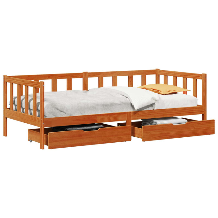 Daybed cu headboard 3 pcs Maroniu cerat Lemn de pin masiv - WALTI WALTI