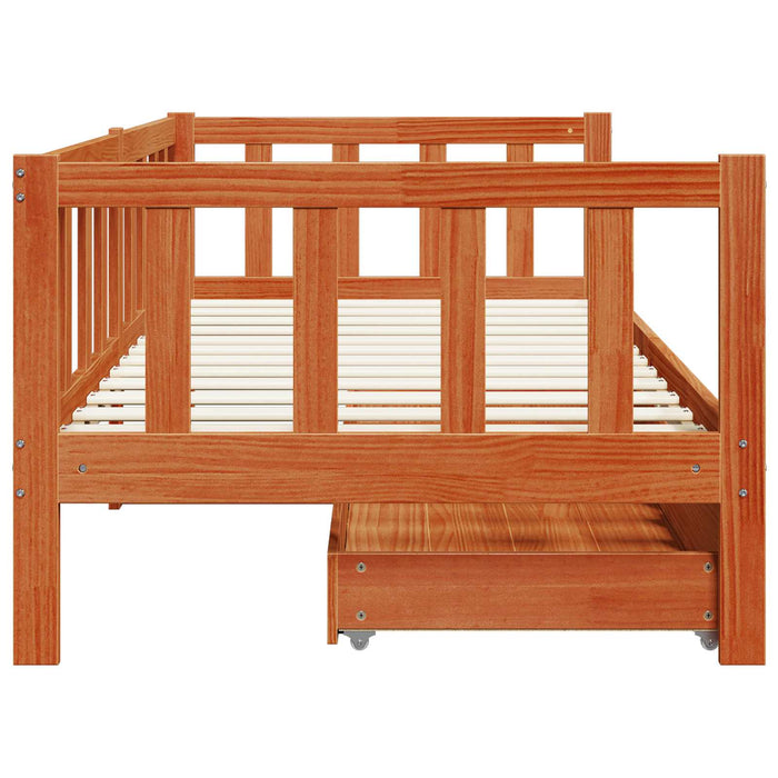 Daybed cu headboard 3 pcs Maroniu cerat Lemn de pin masiv - WALTI WALTI