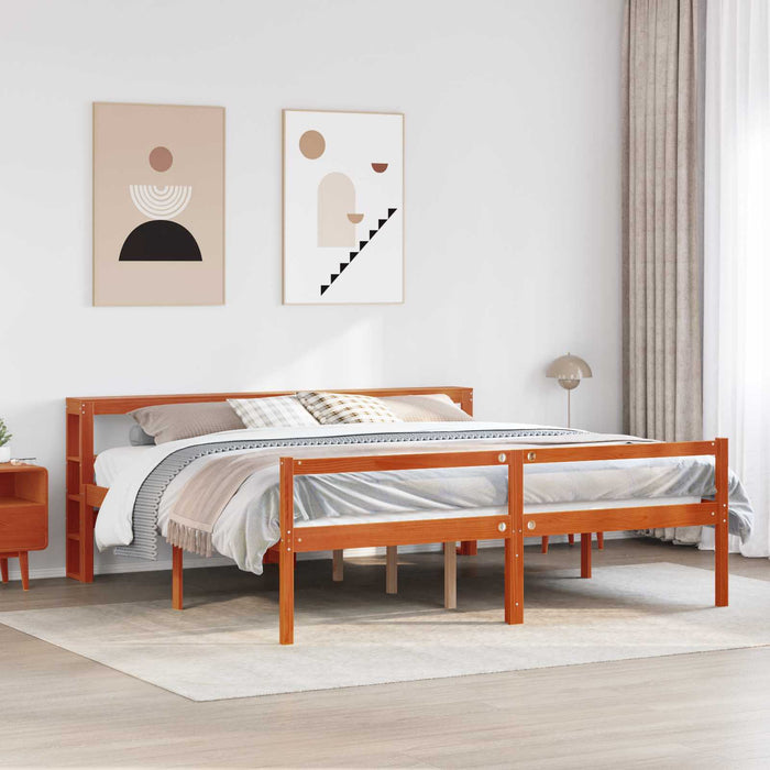 Cadru de pat cu headboard 2 pcs Maroniu cerat Lemn de pin masiv - WALTI WALTI