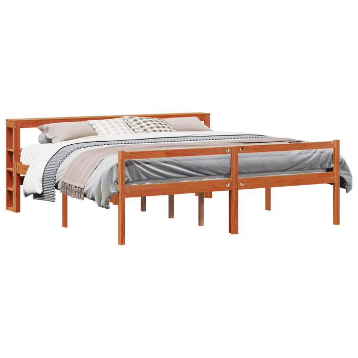 Cadru de pat cu headboard 2 pcs Maroniu cerat Lemn de pin masiv - WALTI WALTI