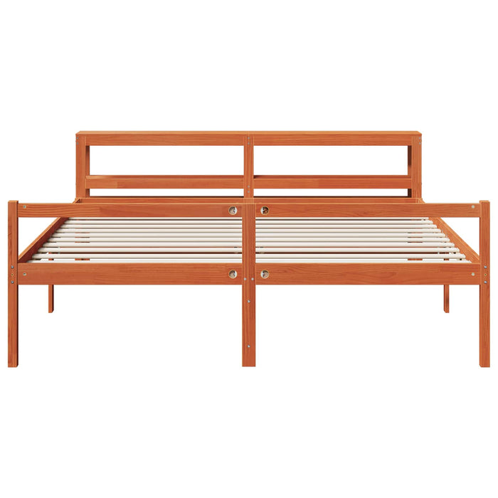 Cadru de pat cu headboard 2 pcs Maroniu cerat Lemn de pin masiv - WALTI WALTI