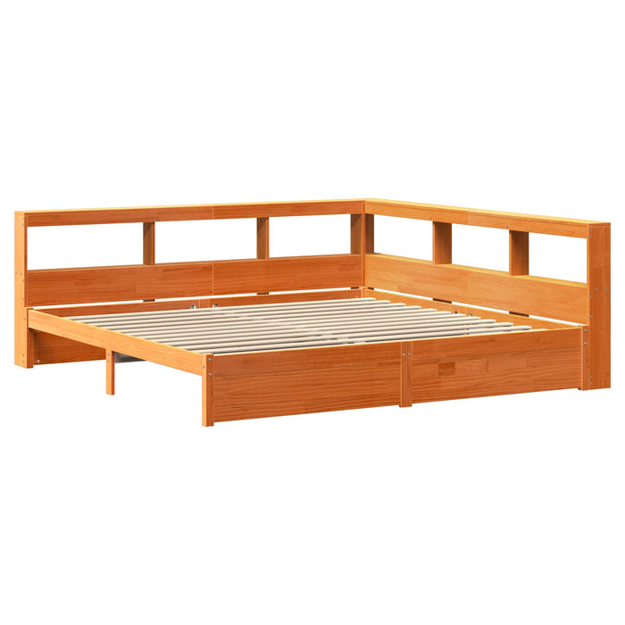 Pat bibliotecă cu headboard 2 pcs Maroniu cerat 200 x 200 cm - WALTI WALTI