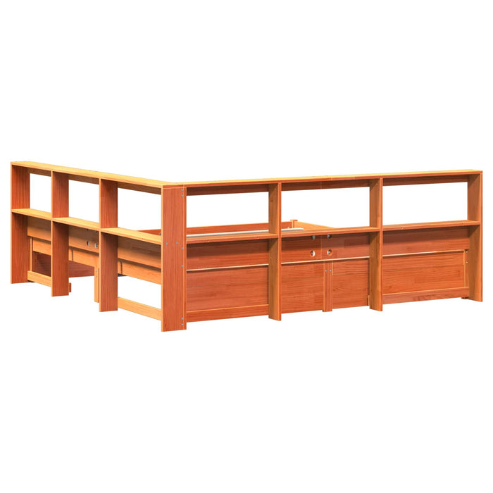 Pat bibliotecă cu headboard 2 pcs Maroniu cerat 200 x 200 cm - WALTI WALTI