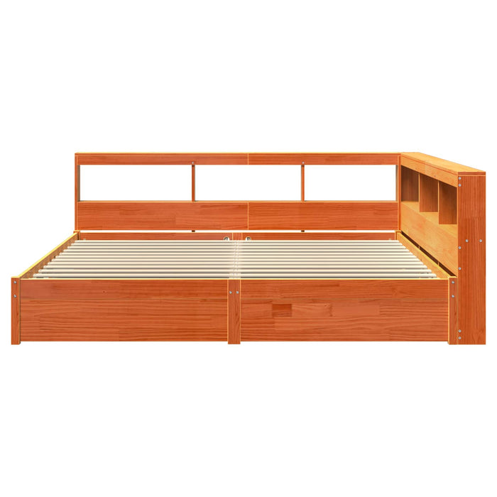 Pat bibliotecă cu headboard 2 pcs Maroniu cerat 200 x 200 cm - WALTI WALTI