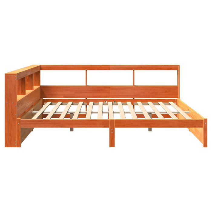 Pat bibliotecă cu headboard 2 pcs Maroniu cerat 200 x 200 cm - WALTI WALTI