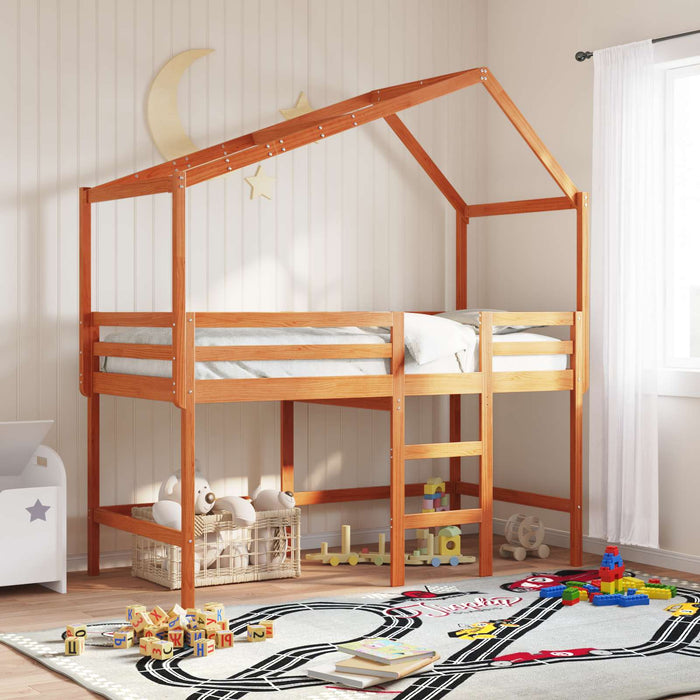 Cadru de pat tip loft Maro Ceară 90 x 190 cm Lemn masiv de pin WALTI