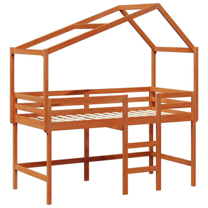 Cadru de pat tip loft Maro Ceară 90 x 190 cm Lemn masiv de pin WALTI