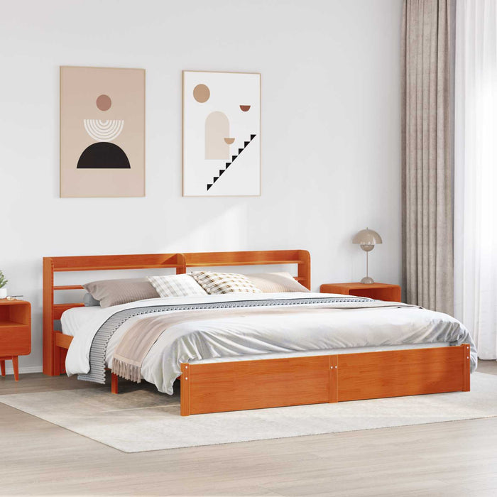 Cadru de pat Maroniu cerat 200 x 200 cm Lemn de pin masiv - WALTI WALTI