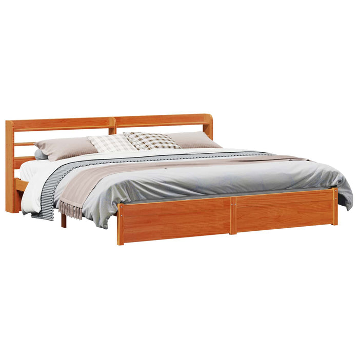 Cadru de pat Maroniu cerat 200 x 200 cm Lemn de pin masiv - WALTI WALTI