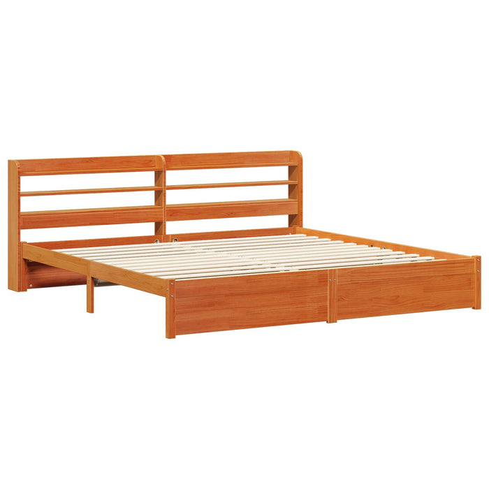 Cadru de pat Maroniu cerat 200 x 200 cm Lemn de pin masiv - WALTI WALTI