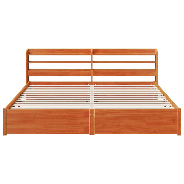 Cadru de pat Maroniu cerat 200 x 200 cm Lemn de pin masiv - WALTI WALTI