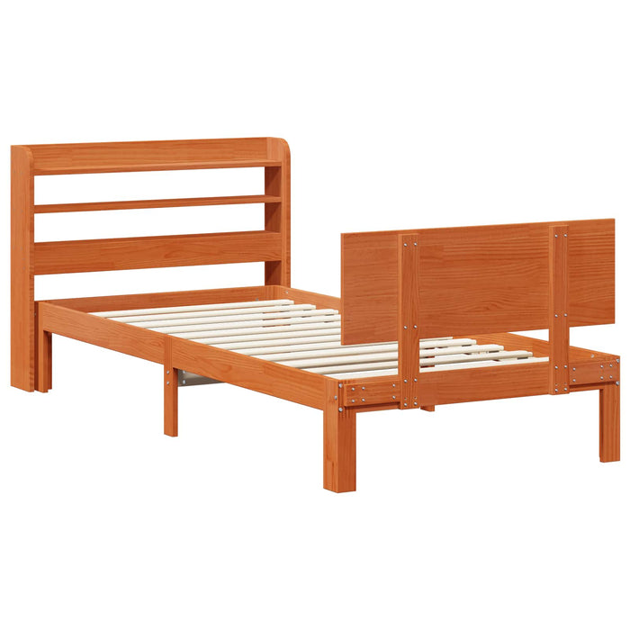 Cadru de pat cu headboard 2 pcs Maroniu cerat Lemn de pin masiv WALTI