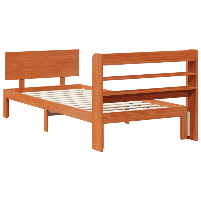 Cadru de pat cu headboard 2 pcs Maroniu cerat Lemn de pin masiv WALTI