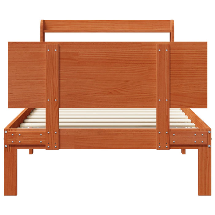 Cadru de pat cu headboard 2 pcs Maroniu cerat Lemn de pin masiv WALTI