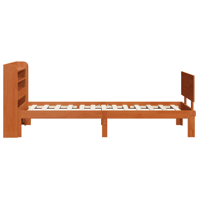 Cadru de pat cu headboard 2 pcs Maroniu cerat Lemn de pin masiv WALTI