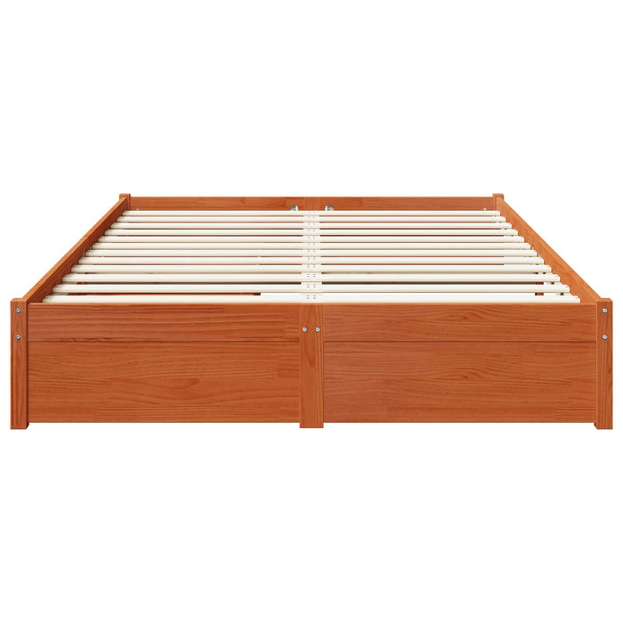 Cadru de pat cu sertar 3 pcs Maroniu cerat Lemn de pin masiv - WALTI WALTI