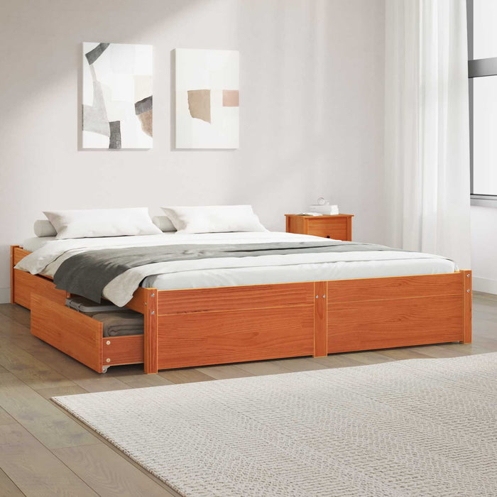Cadru de pat Maroniu cerat 140 x 200 cm Lemn de pin masiv - WALTI WALTI